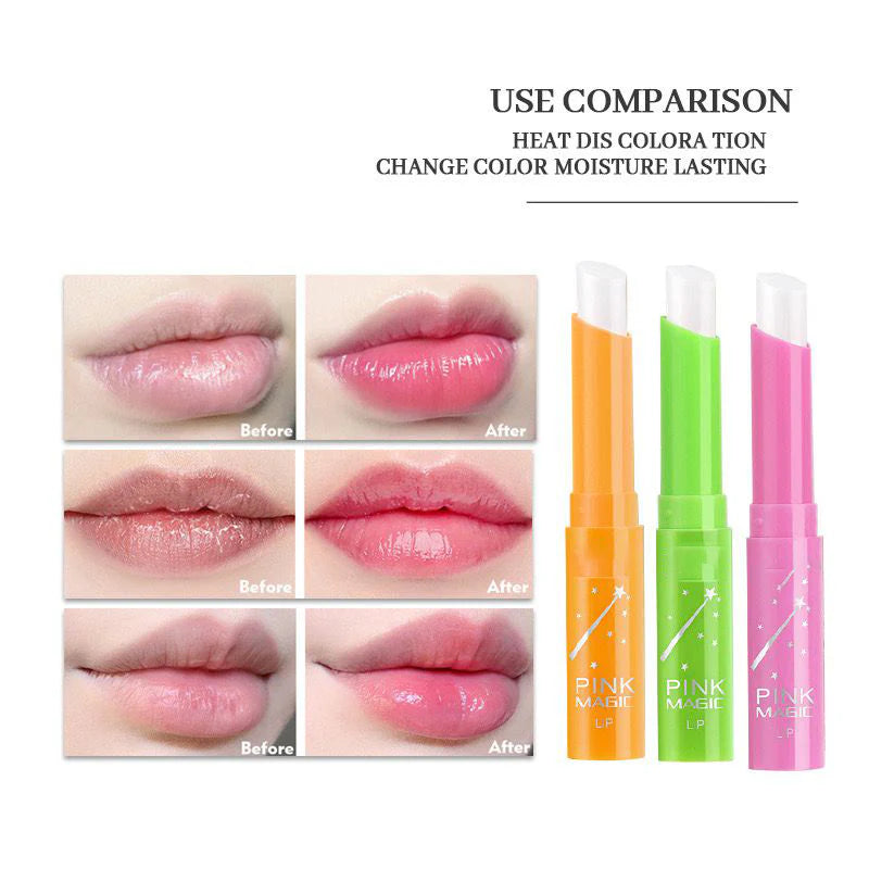 Miss Beauty Pack of 03 Pink Magic Color Changing Lip Balm – Moisturizing & Natural Tint (Sunflower,Strawberry,Green Tea)