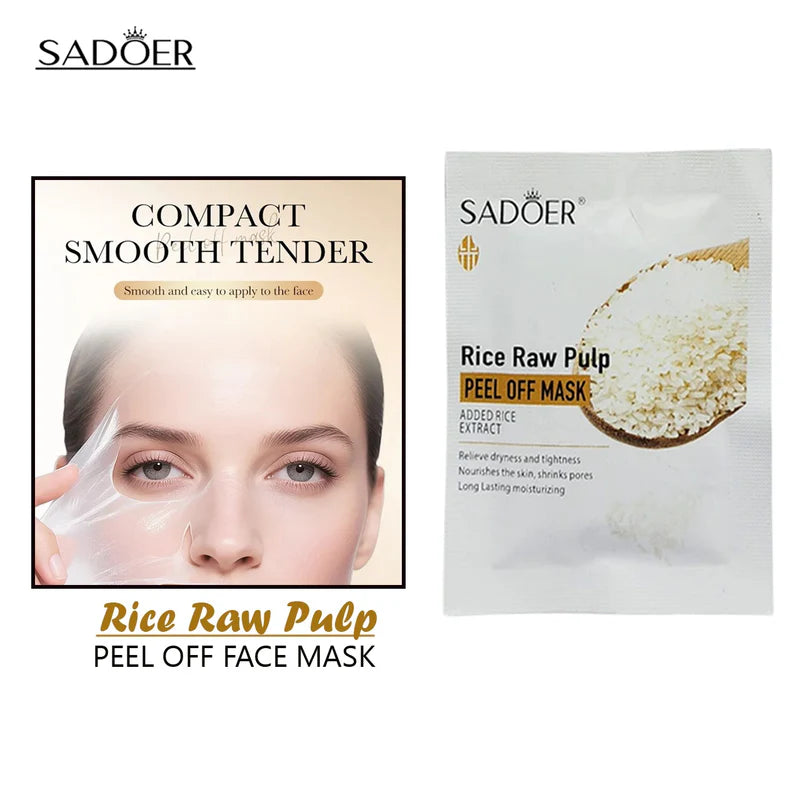 Sadoer Rice Raw Pulp Peel Off Face Mask – Pack of 10 | Deep Hydration & Brightenin