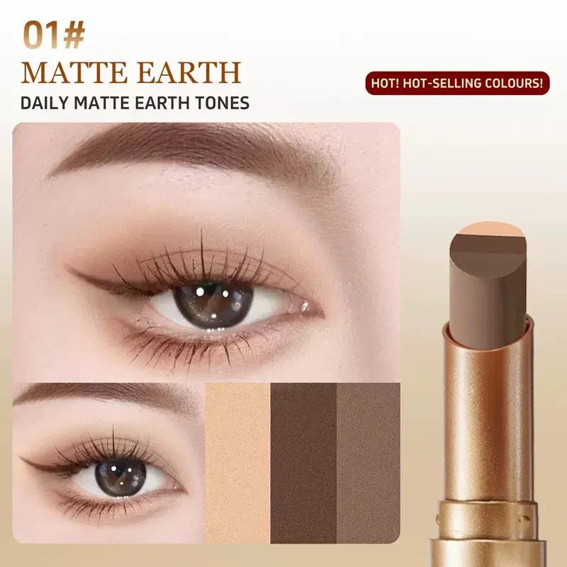 O'CHEAL Three-Color Gradient Eyeshadow Stick – Instant Shimmer & Contour