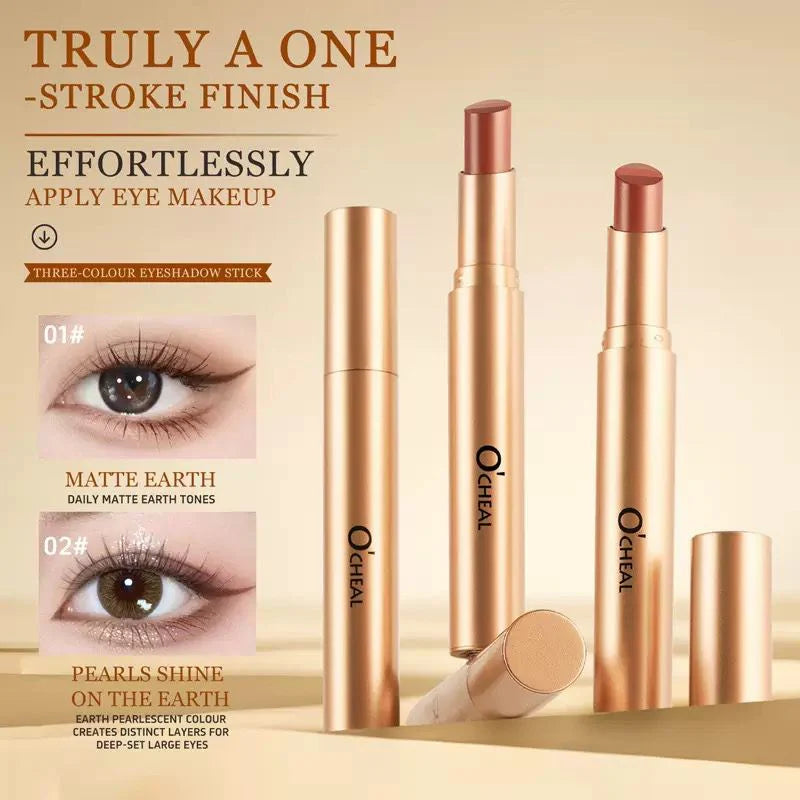 O'CHEAL Three-Color Gradient Eyeshadow Stick – Instant Shimmer & Contour