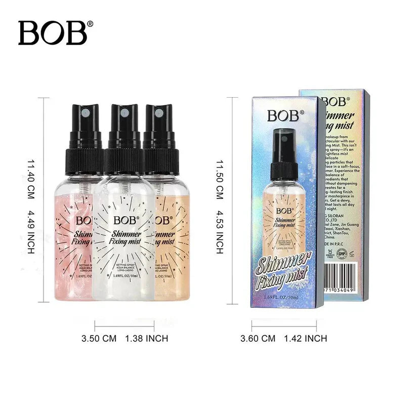 BOB Shimmer Fixing Mist – Long-Lasting Hydrating Setting Spray (50ml)