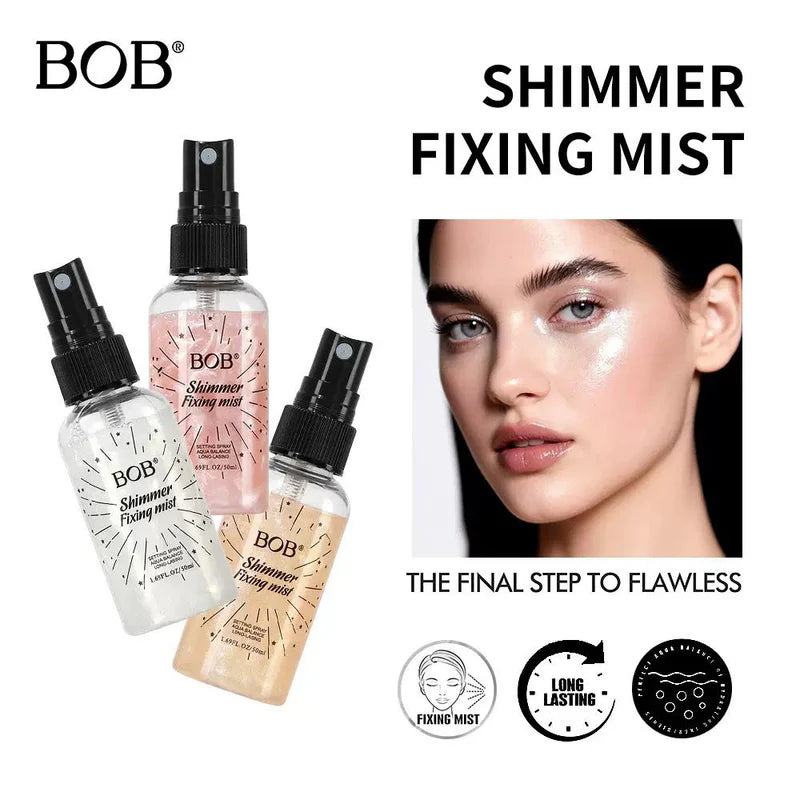 BOB Shimmer Fixing Mist – Long-Lasting Hydrating Setting Spray (50ml)