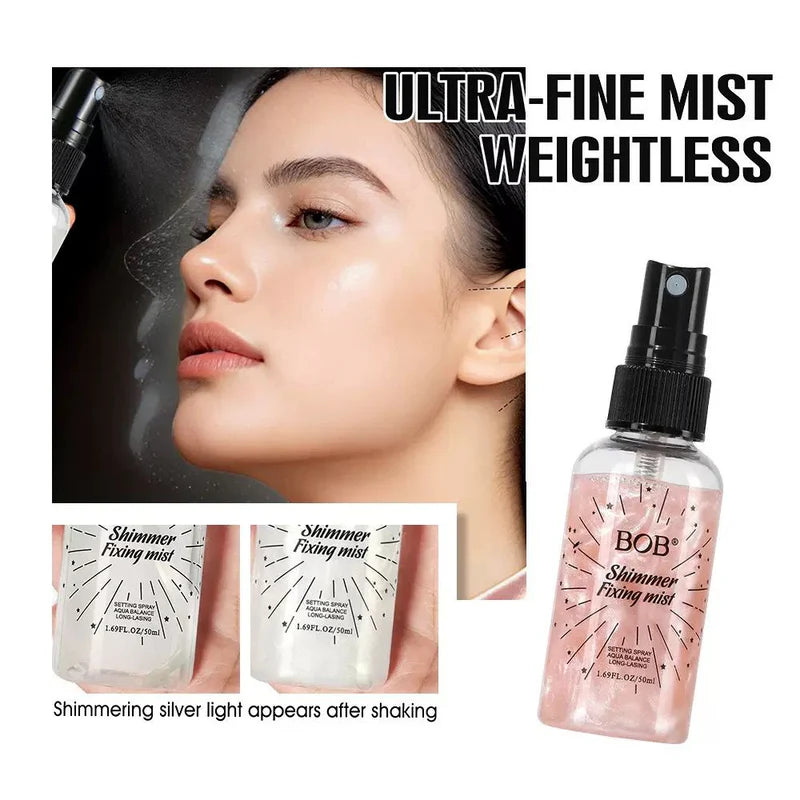 BOB Shimmer Fixing Mist – Long-Lasting Hydrating Setting Spray (50ml)