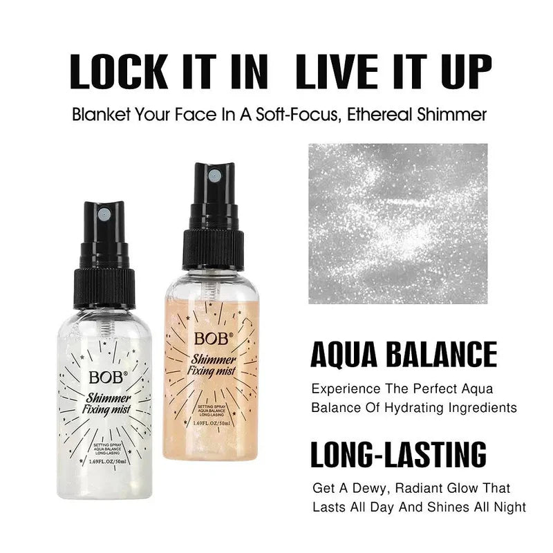 BOB Shimmer Fixing Mist – Long-Lasting Hydrating Setting Spray (50ml)