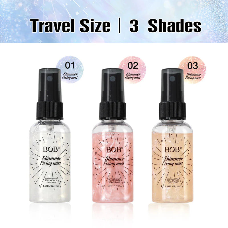 BOB Shimmer Fixing Mist – Long-Lasting Hydrating Setting Spray (50ml)