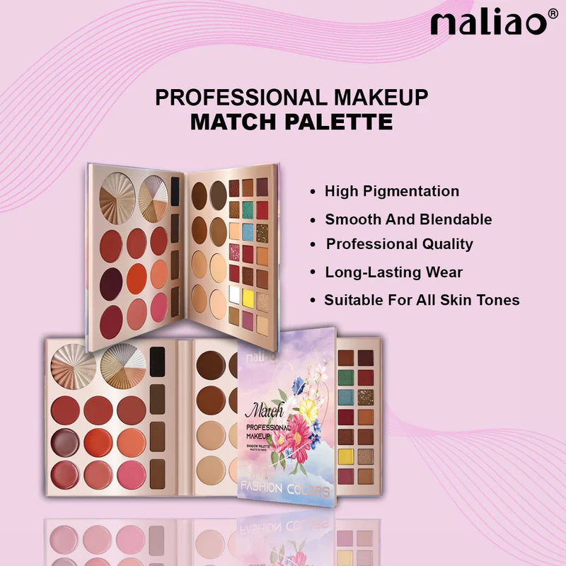 Maliao 44-Color Shadow Palette - Highlighter, Contour, Blusher, Eyebrow, and Eyeshadow