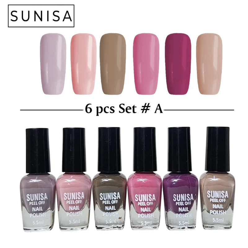 New Sunisa 6pcs Set Matte Nail Polish / Peel Off Set A
