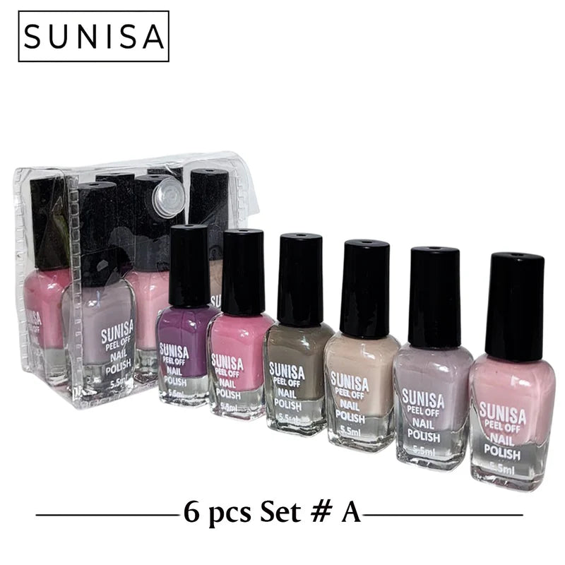 New Sunisa 6pcs Set Matte Nail Polish / Peel Off Set A