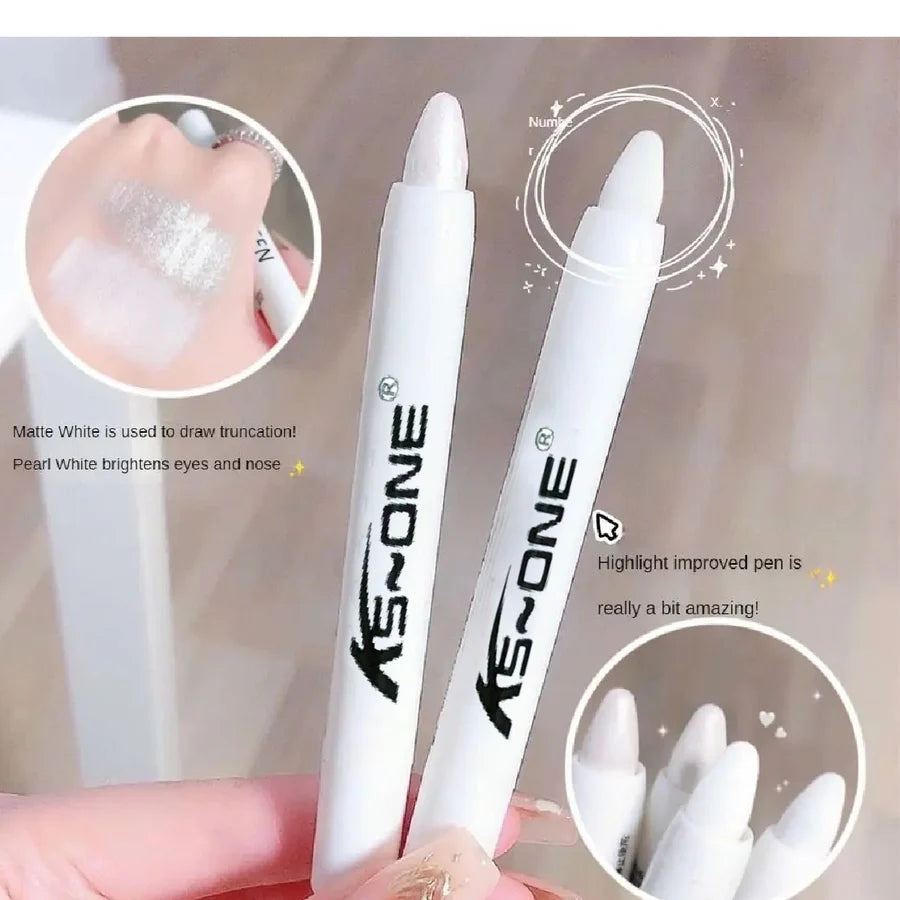 KS-ONE 1 PC Silver Pearlescent Waterproof Highlighter Pen/ Novice Long Lasting Flash Lying Silkworm Eye Shadow Makeup