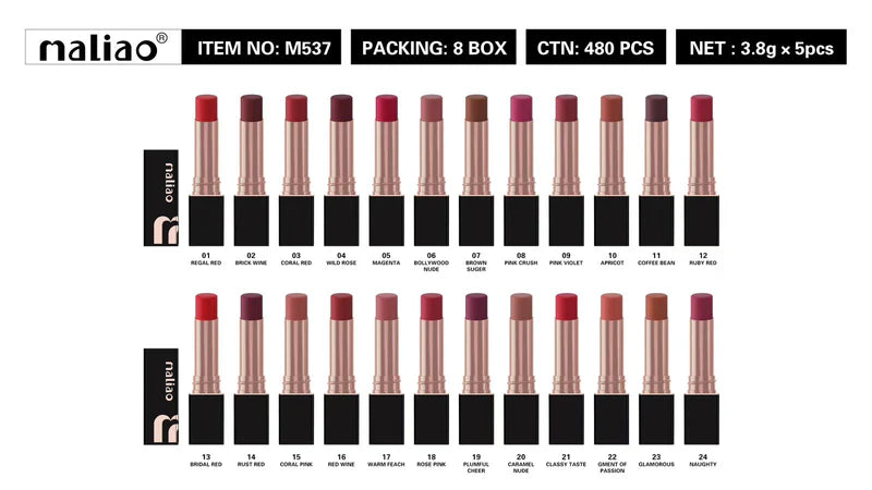 Maliao Super Non-Transfer Lipstick – Long-Lasting Matte Finish.