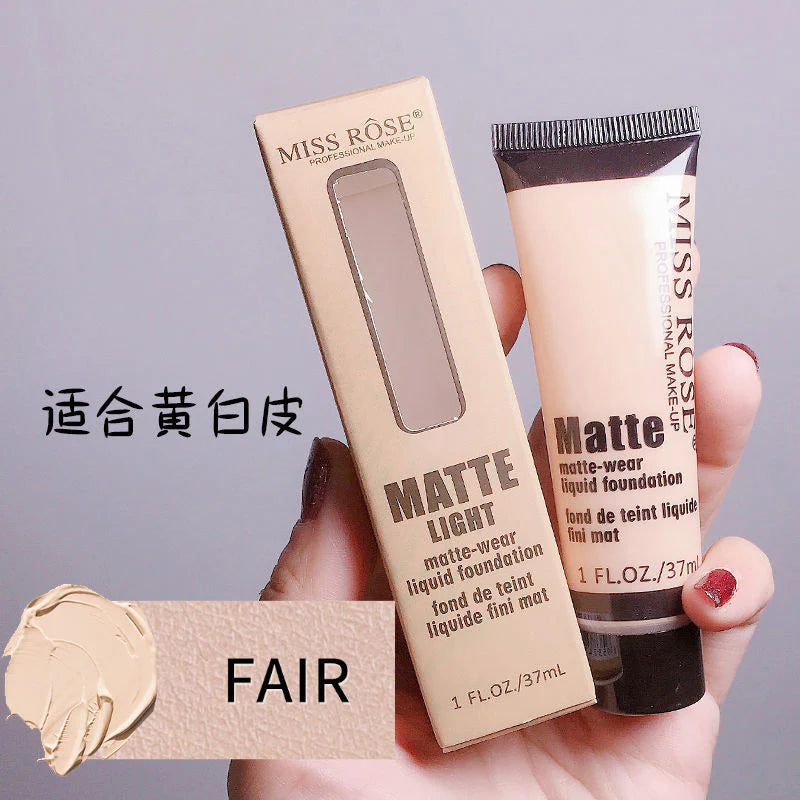 MISS ROSE Concealer , Liquid Foundation & Brush - 3 Pcs Set