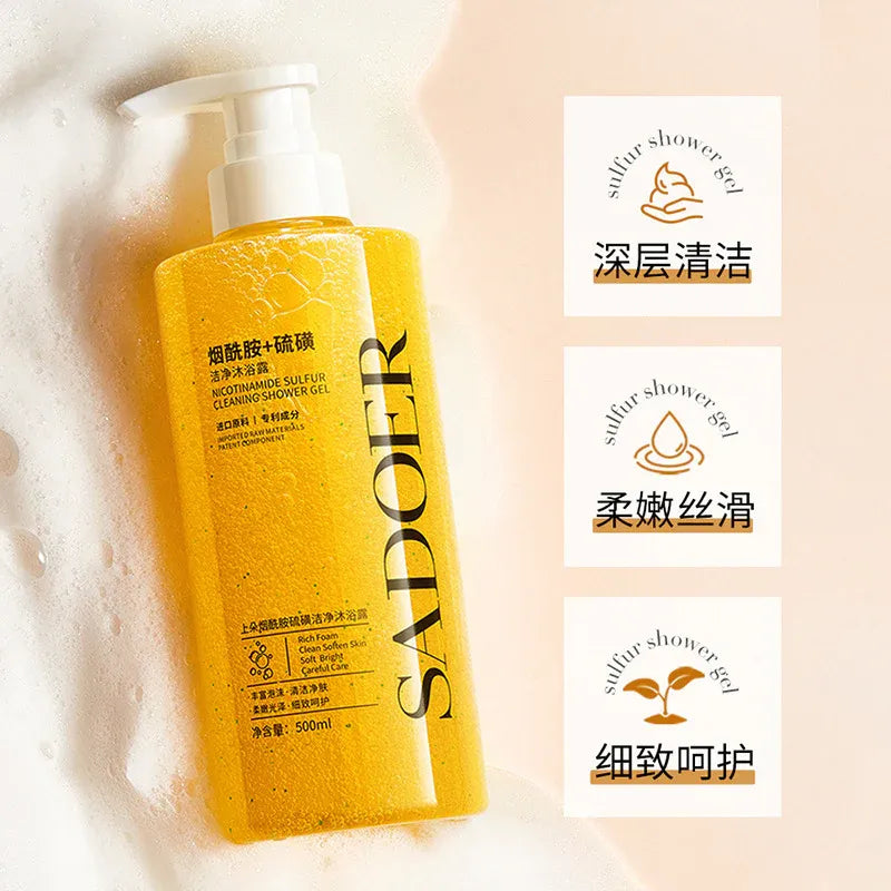 SADOER Nicotinamide Sulfur Cleansing Shower Gel Whitening Brightening & Moisturizing Nourishing Body Wash Skin Care Body Care SD51728
