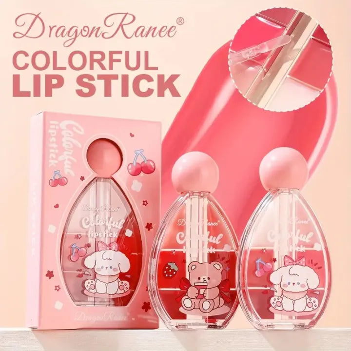 Dragon Ranee 6-color Bear Solid Lipstick Water Light Mirror Lip Gloss Whitening and Colorful Waterproof and Sweat-proof Lipstick Moisturizing Lip Gloss for Autumn and Winter