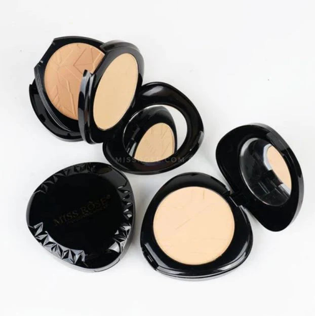 Miss Rose Elegant Black Triangle Compact Powder Hydrating Finish, Full Coverage, Pressed Powde
