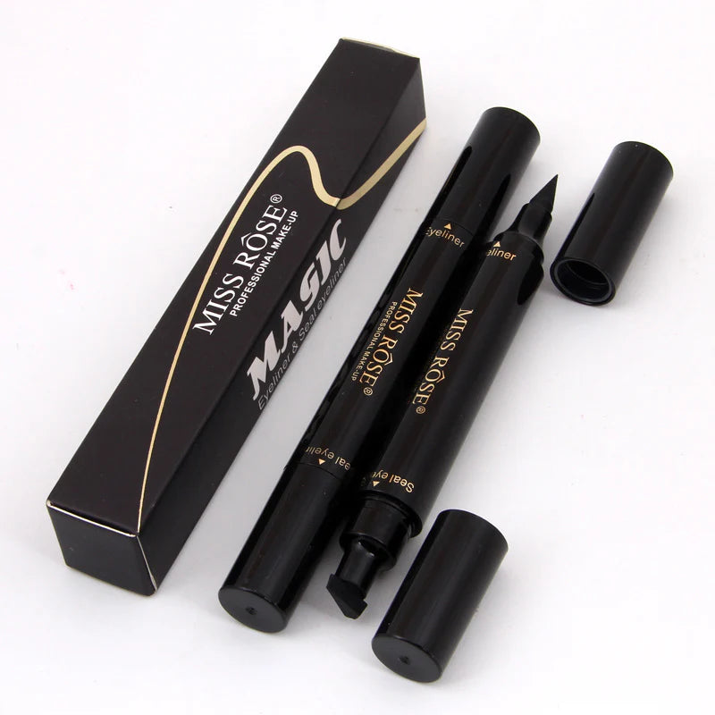 Miss Rose Makeup Liquid Black Seal Eyeliner Pencil Quick Dry Waterproof With Stamp