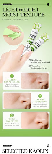 BIOAOUA 10pcs Cucumber Face Mask Mud Oil Control Refreshing Moisturizing Facial Mask Delicate Tender Skin Care 80g BQY94568