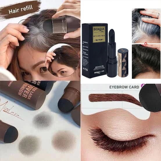 Pack of 2 Instant Hair Root Touch-Up & Eyebrow Filler Stick – Waterproof Hairline Shadow Powder & Retouching Cream for Gray Coverage