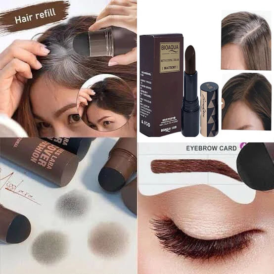 Pack of 2 Instant Hair Root Touch-Up & Eyebrow Filler Stick – Waterproof Hairline Shadow Powder & Retouching Cream for Gray Coverage