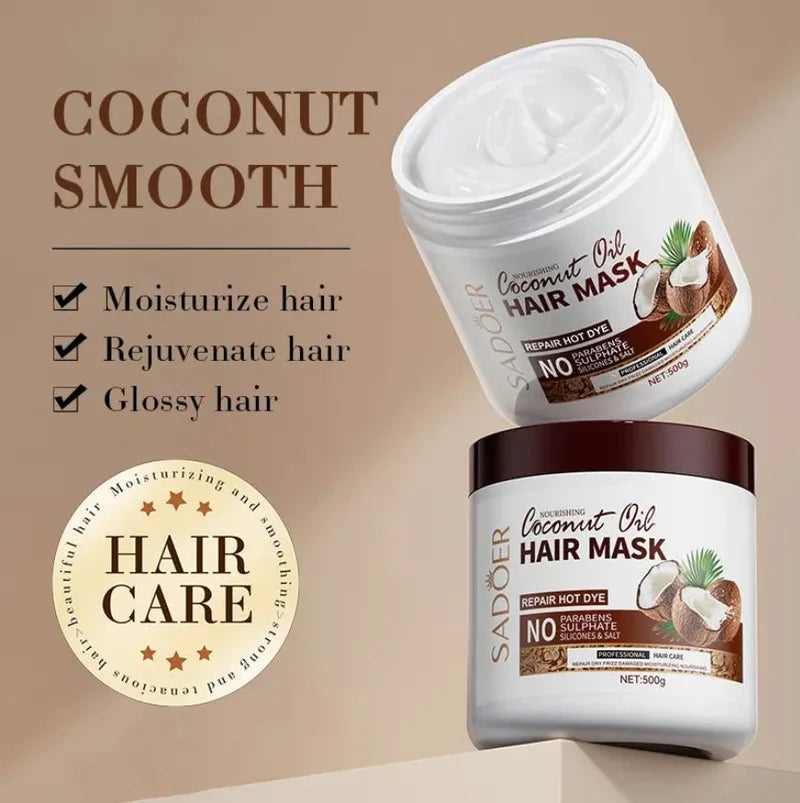 SADOER Coconut Oil smoothing hair nourishing Moisturizing Deep Repair hair care mask 500g SD36797