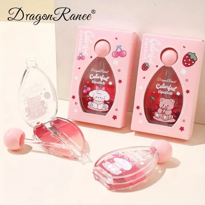 Dragon Ranee 6-color Bear Solid Lipstick Water Light Mirror Lip Gloss Whitening and Colorful Waterproof and Sweat-proof Lipstick Moisturizing Lip Gloss for Autumn and Winter