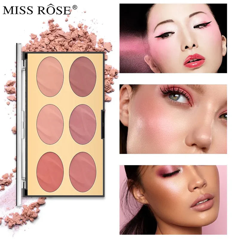 Miss Rose 6 Color Oval Blush Palette