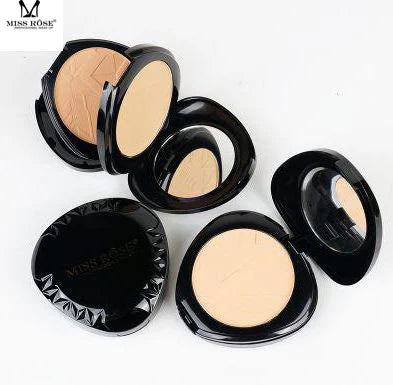 Miss Rose Elegant Black Triangle Compact Powder Hydrating Finish, Full Coverage, Pressed Powde