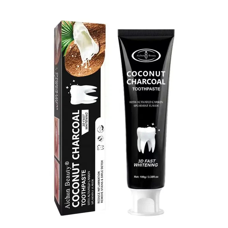 Aichun Beauty Customized Natural Active Teeth Coconut Black Bamboo Chrcoal Toothpaste 100g AC3182