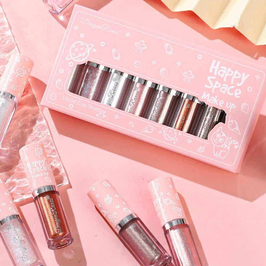 Happy Space- Set Of 8 Shimmer And Shiny Liquid Glitter Eyeshadow Kit Professional Eyeshadow Glitter - 2.5ml*8pcs
