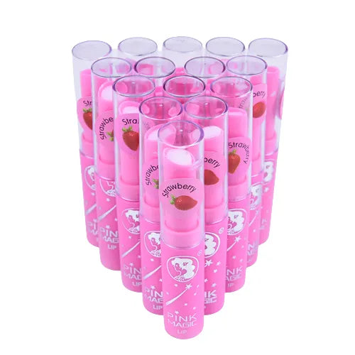 3Pcs Pink Magic Color Lip Balm - Strawberry Lipstick