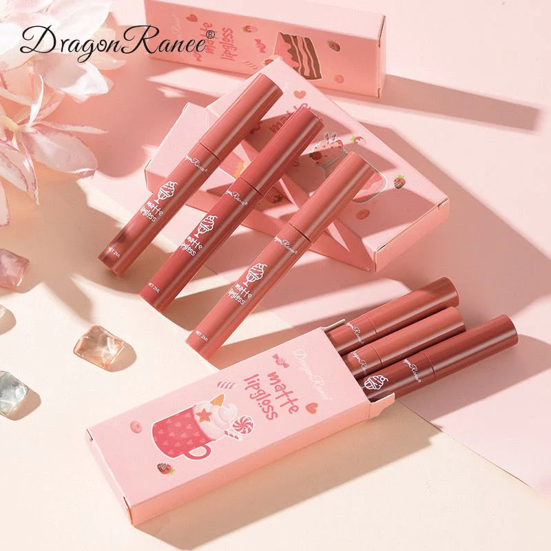 DRAGON RANEE 3PCS/Set Velvet Matte Lip Gloss Set Long Lasting Waterproof Lipstick Kit Nourish Moisturizing Lip For woman And Girl