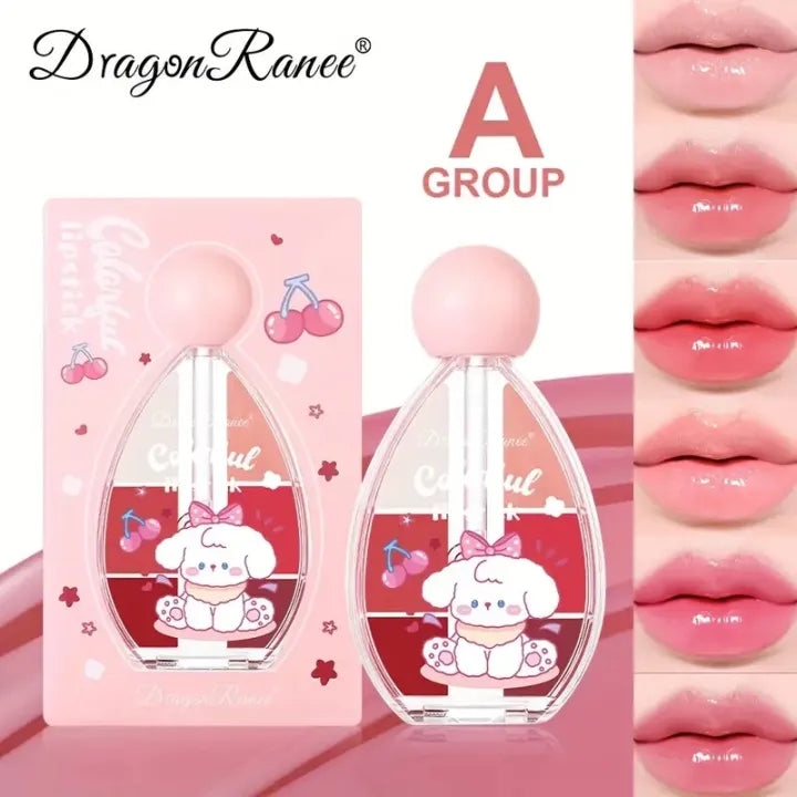 Dragon Ranee 6-color Bear Solid Lipstick Water Light Mirror Lip Gloss Whitening and Colorful Waterproof and Sweat-proof Lipstick Moisturizing Lip Gloss for Autumn and Winter