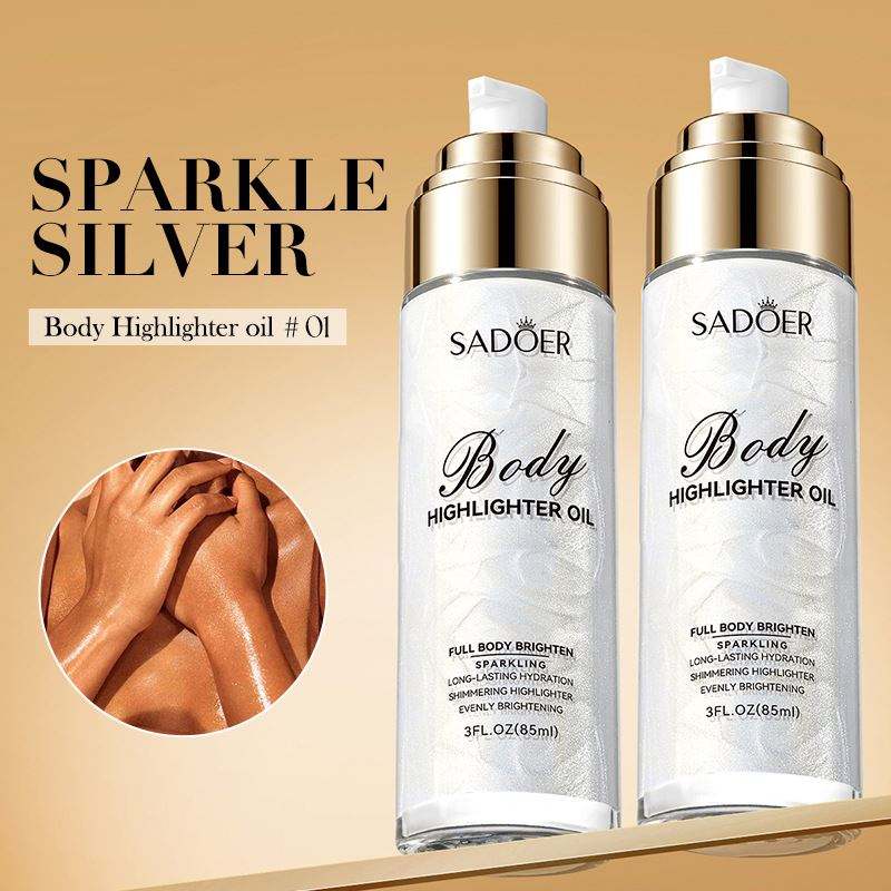 SADOER Body Highlighting Oil Whitening Brightening Moisturizing Rejuvenating Body Lotion Long Lasting Shimmer Glitter Glow Body Oil