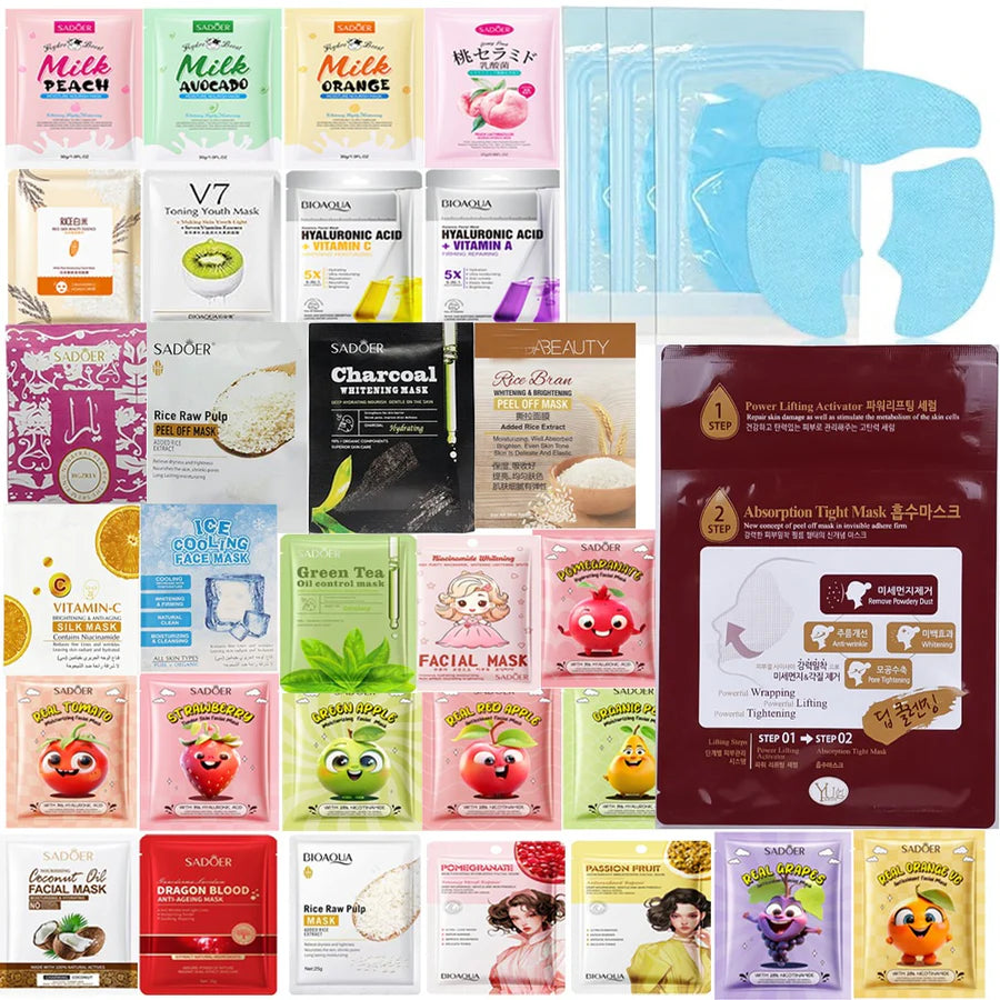 BIOAQUA Pack of 15 Moisturizing Facial Face Sheet Mask & Hydrating, Moisturizing, Skin Care 11 Sheet Mask 4 peel of mask