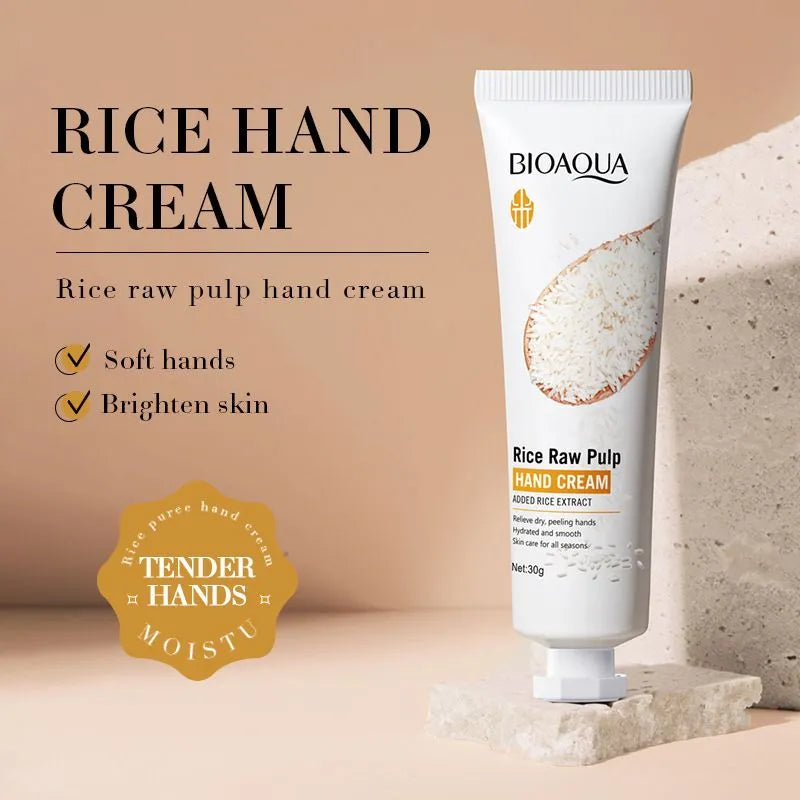 BIOAQUA Rice Raw Pulp Hand Cream Anti Chapping Anti Aging Moisturizing Whitening Cream 30g - BQY15280