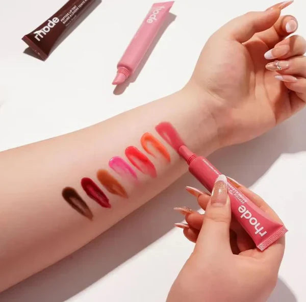 Glow-Up Trio- 1Pc Rhode Pocket Blush + 1 Pc Rhode Lip Gloss + 6pcsFlormar Matte Color Lipstick Pencil Set – Long Lasting Lip & Cheek Makeup