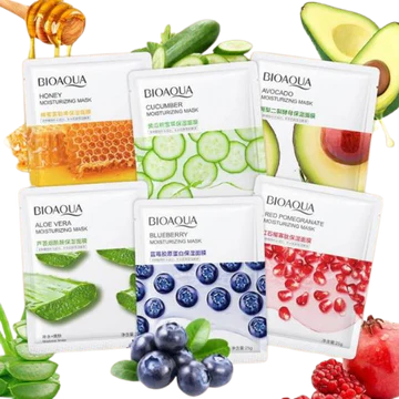 BIOAQUA Pack of 10Pcs Moisturizing Face Sheet Mask +Jade Roller Facial Body Massage