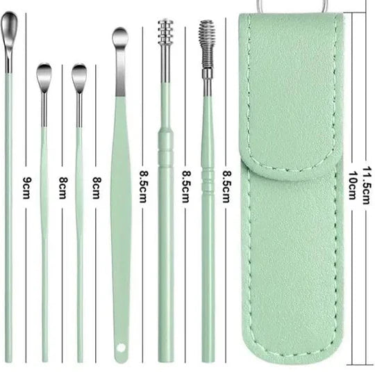 Set Of 6 Ear Pick Earwax Removal Kit, Ear Care Set, Ear Wax Removal Tool, Stainless Steel Earpick Wax Remover Piercing Kit, Earwax Collector Cleaning Ear Care Tools, Ear Wax Curette Spoon