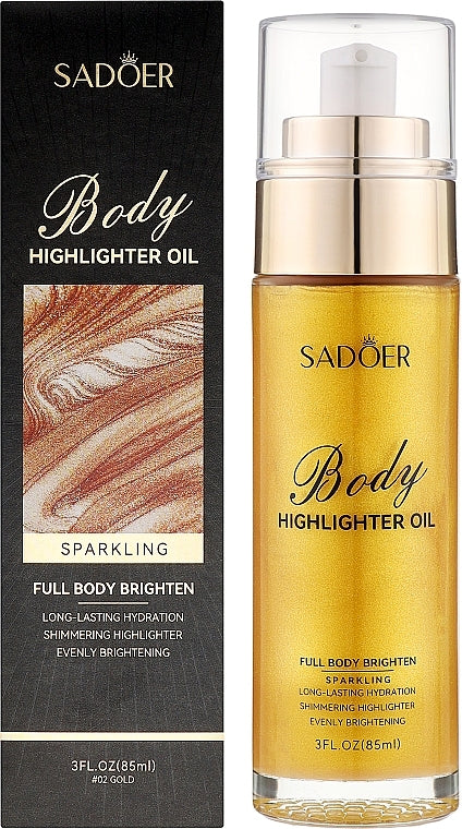 SADOER Body Highlighting Oil Whitening Brightening Moisturizing Rejuvenating Body Lotion Long Lasting Shimmer Glitter Glow Body Oil