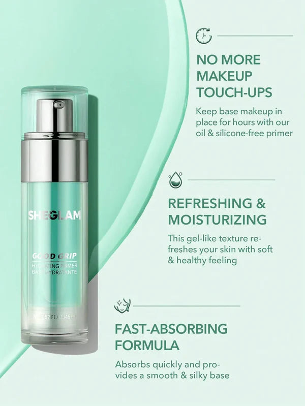 SHEGLAM Good Grip Hydrating Primer Oil Control Moisturising Primer Gek Smooth Fine Lines Oil And Silicone-Free Face Primer