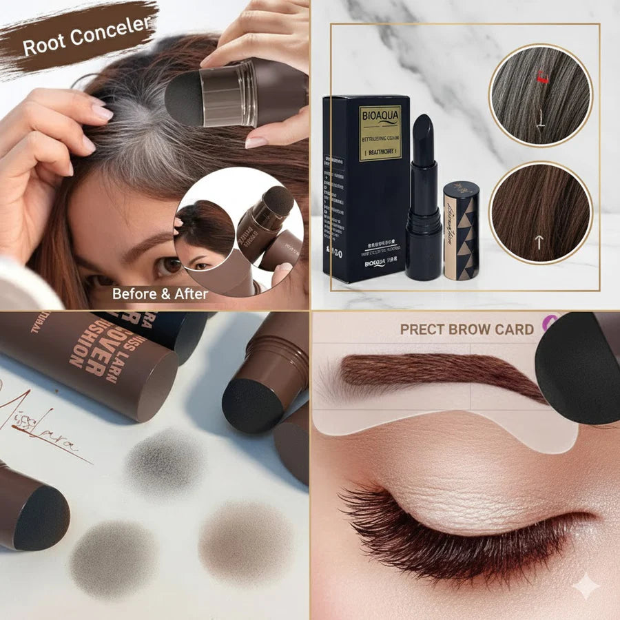Pack of 2 Instant Hair Root Touch-Up & Eyebrow Filler Stick – Waterproof Hairline Shadow Powder & Retouching Cream for Gray Coverage