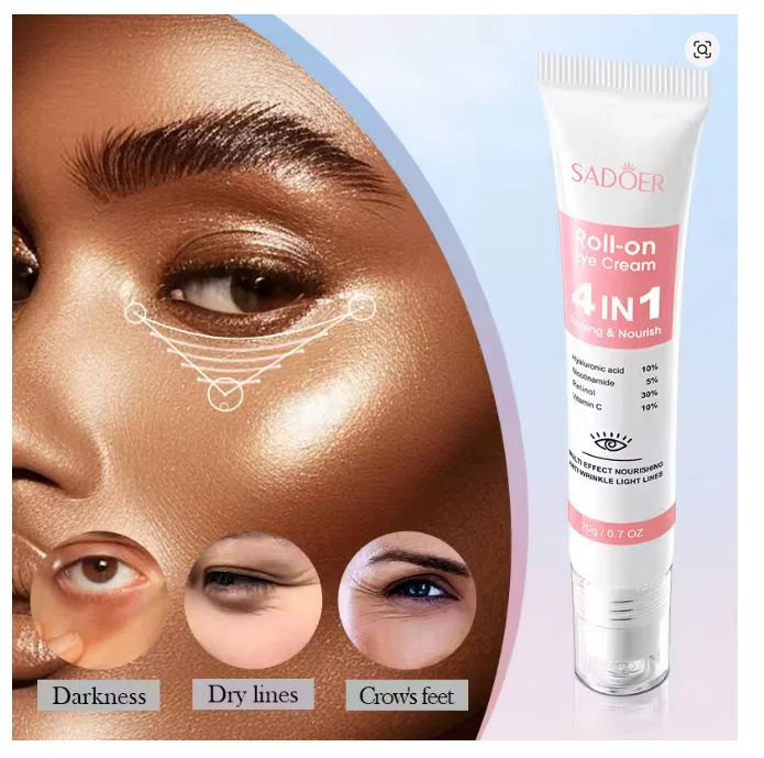 SADOER 4 in 1 Roll-on Moisturizing Eye Cream Anti Dark Circles Eye Bags Firming Moisturizing Eye Serum SD40664